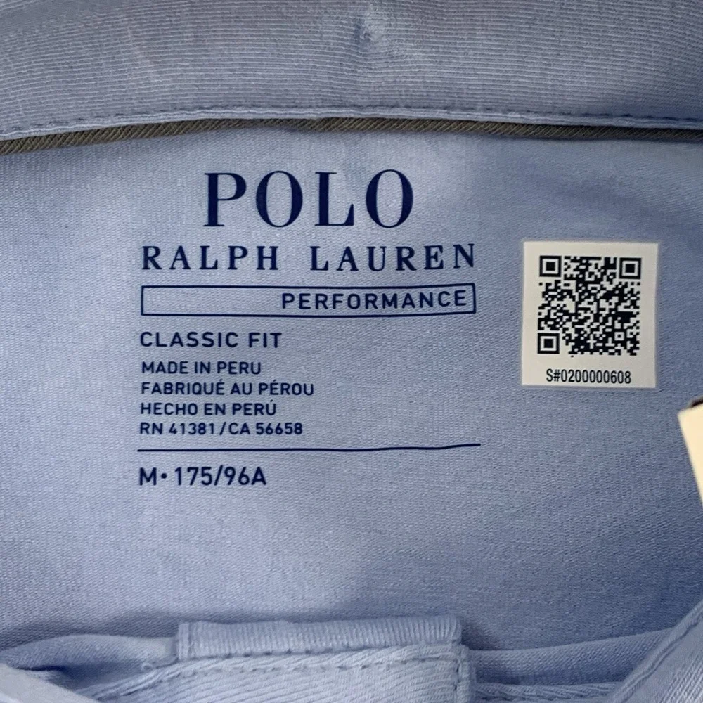 NWT Polo Ralph Lauren Performance Mens Size M L/S Polo Shirt Blue Classic‎ Fit
